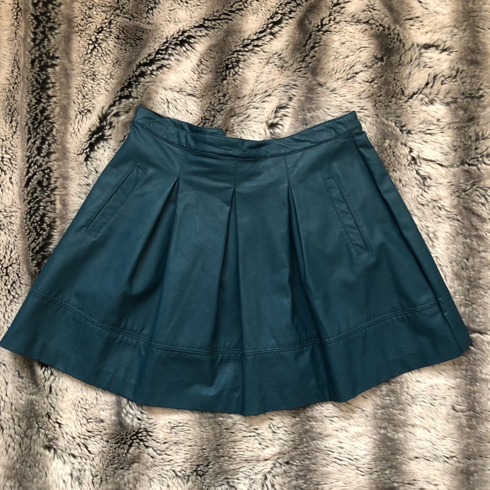 Teal blue faux leather skirt. Forever 21 Small.